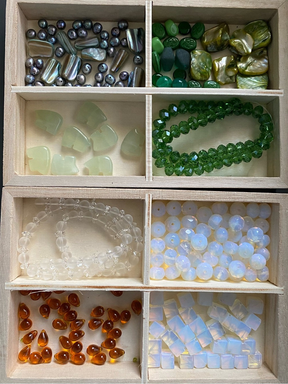 Assorted Bead Lot Mother of Pearl Beads, Natural Stone Beads & Glass Bead Lot